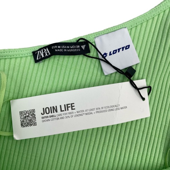 NWT LOTTO X ZARA One Shoulder Top Sz Medium Mint Lime - Picture 7 of 8